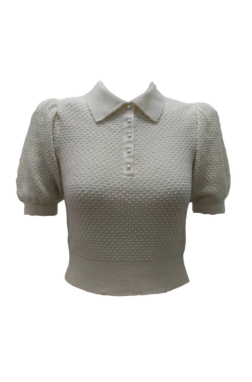 White Romona Pointelle Polo