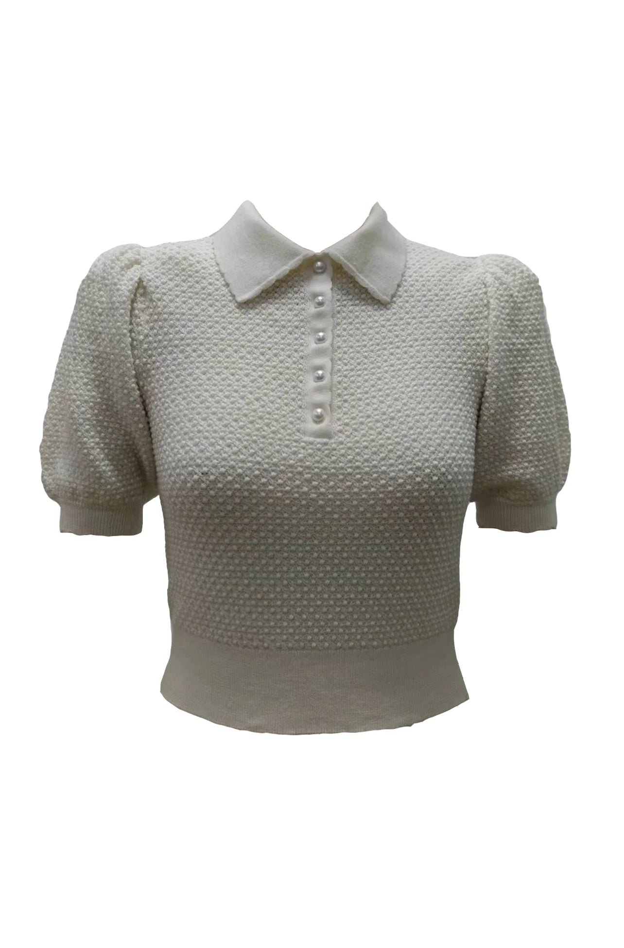 White Romona Pointelle Polo