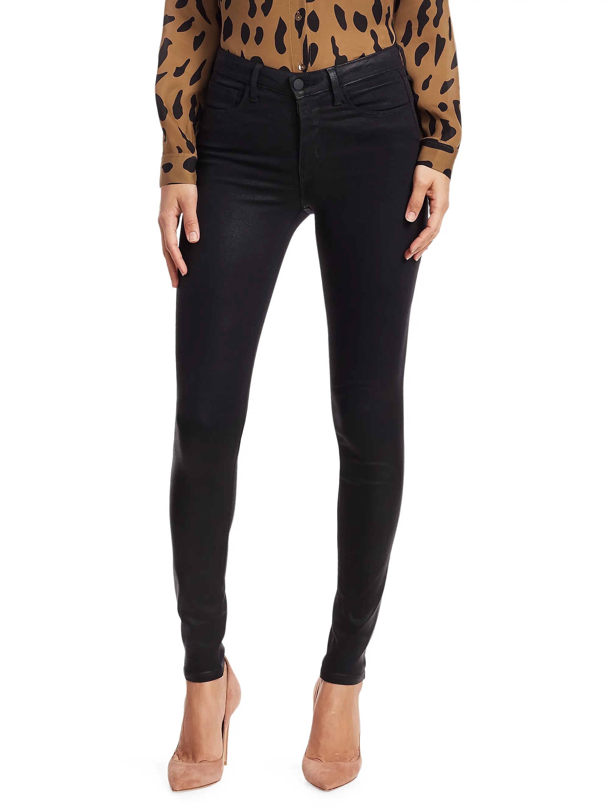 Black Coated Marguerite High Rise Skinny