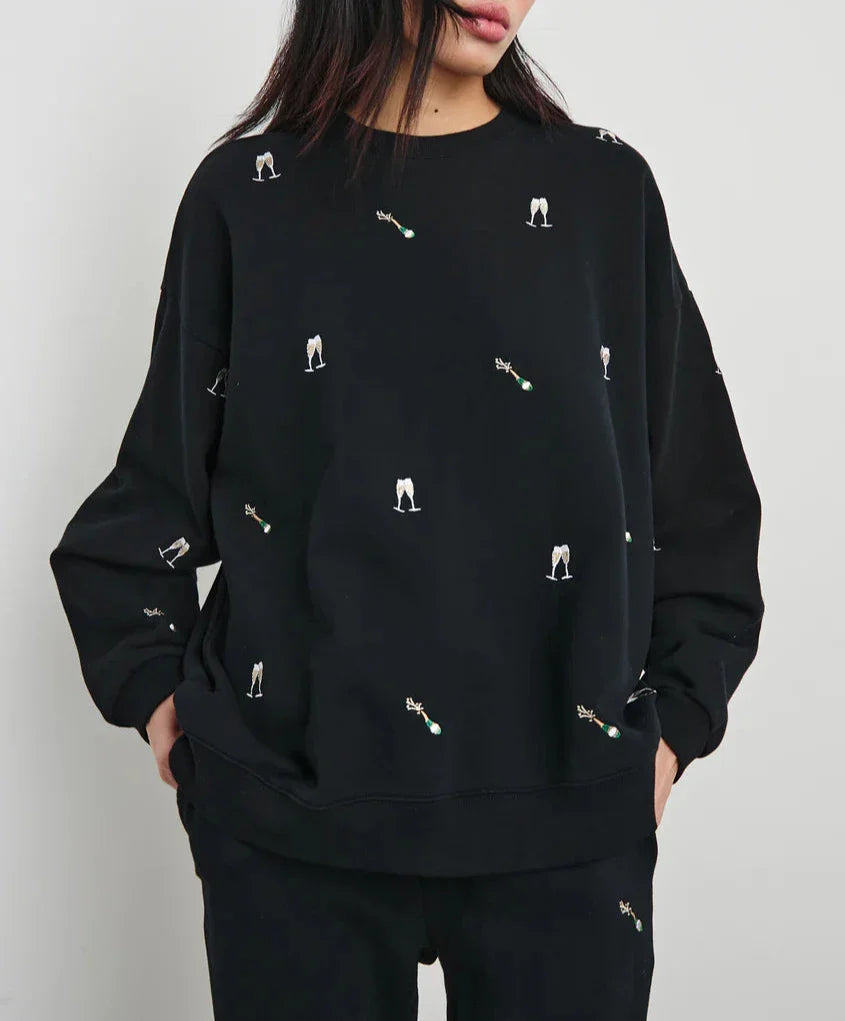 Black Champagne Varsity Sweatshirt