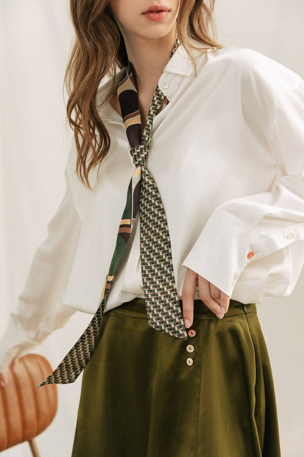 Green Modular Silk Twilly Scarf