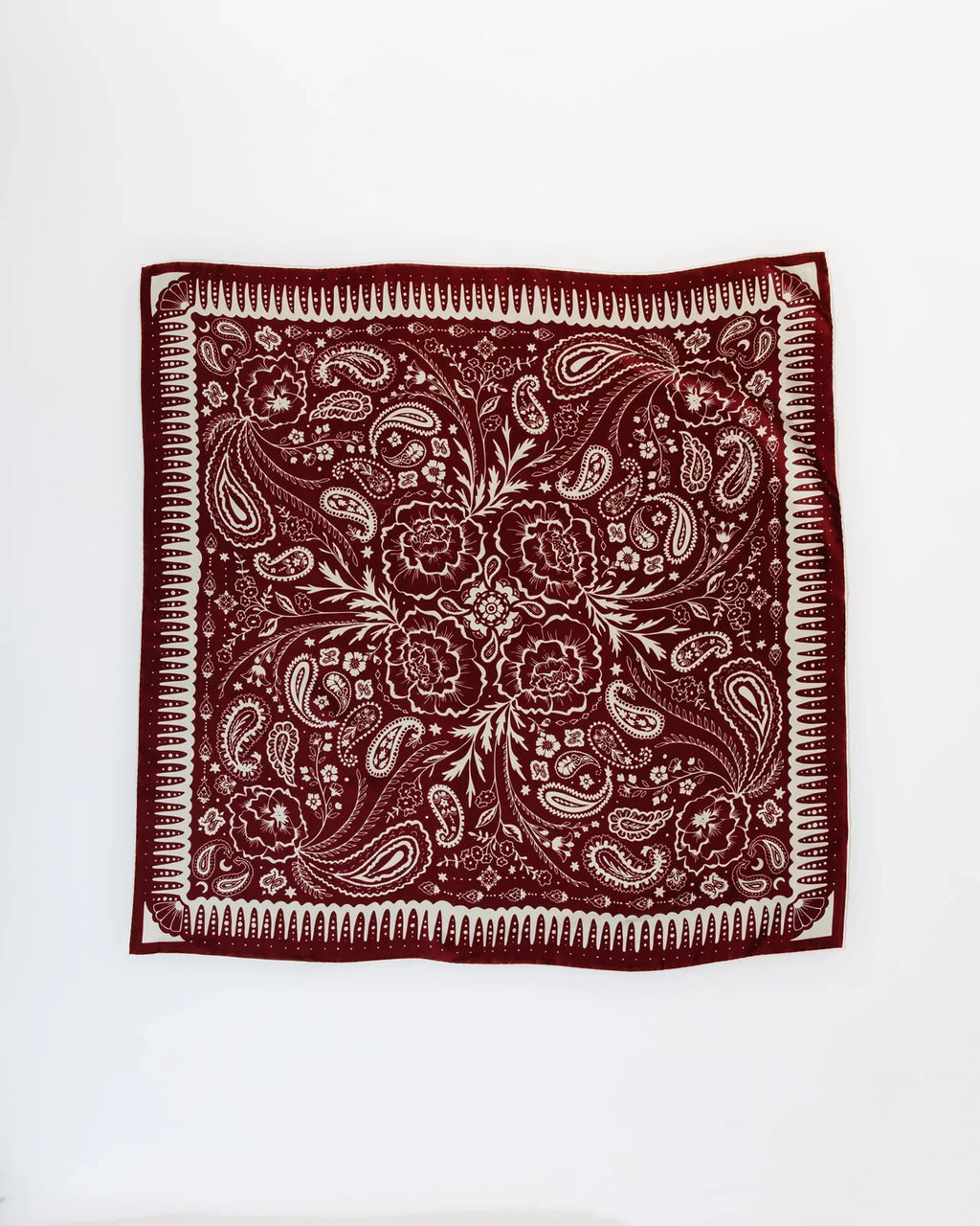 Deep Red & Cream Silk Twill Scarf