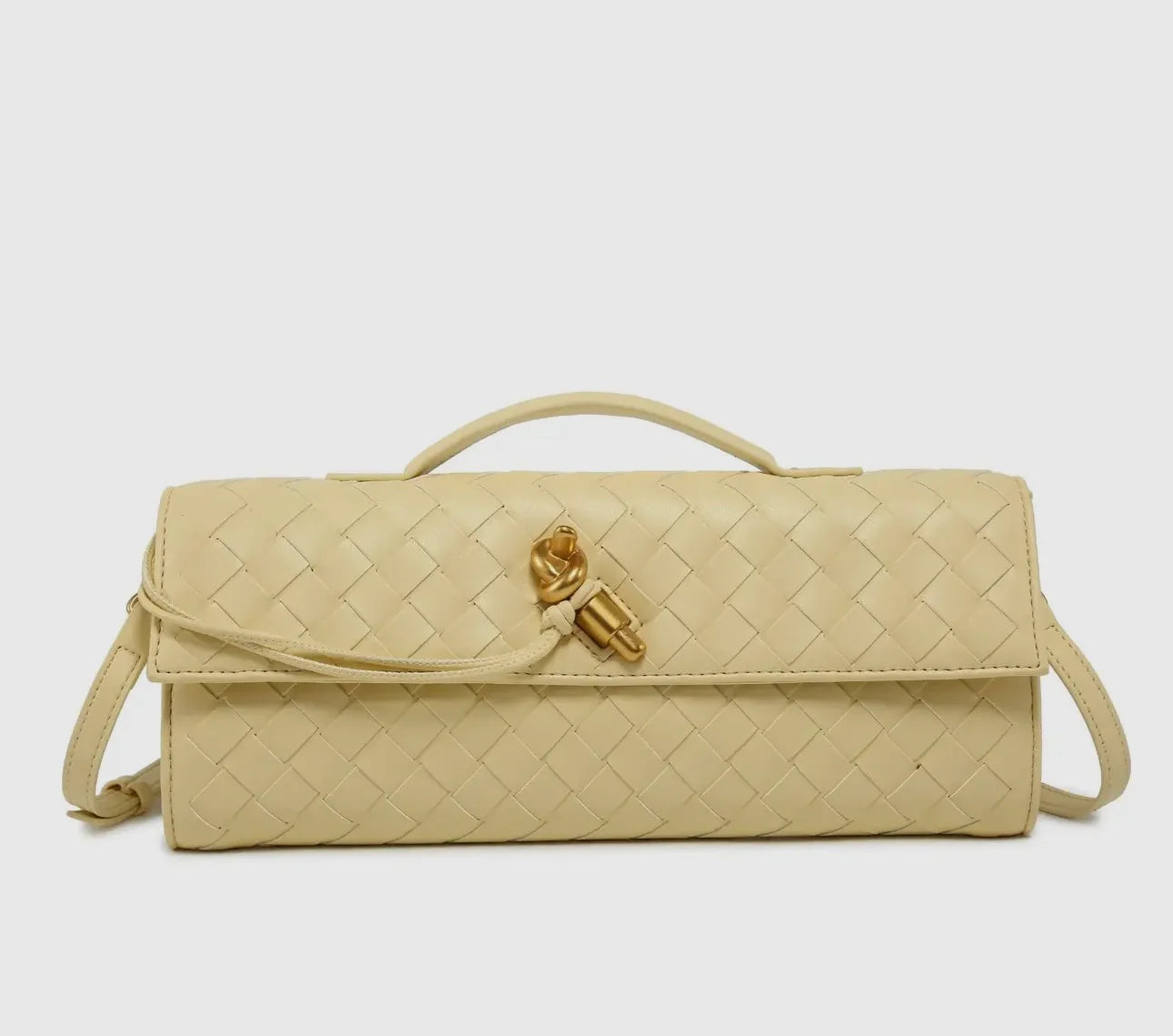 Yellow Woven Leather Clutch