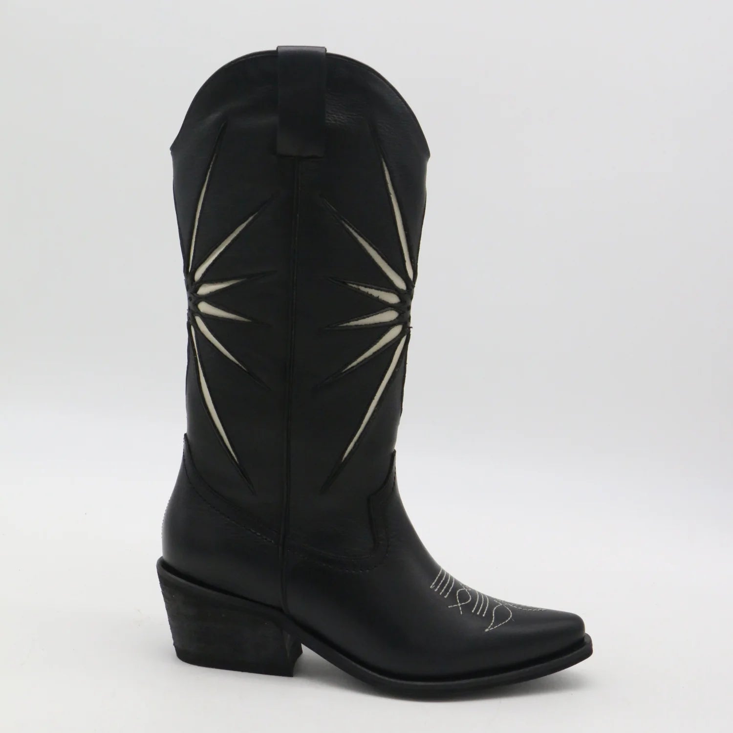 Black Leather Moonrise Cowboy Boots