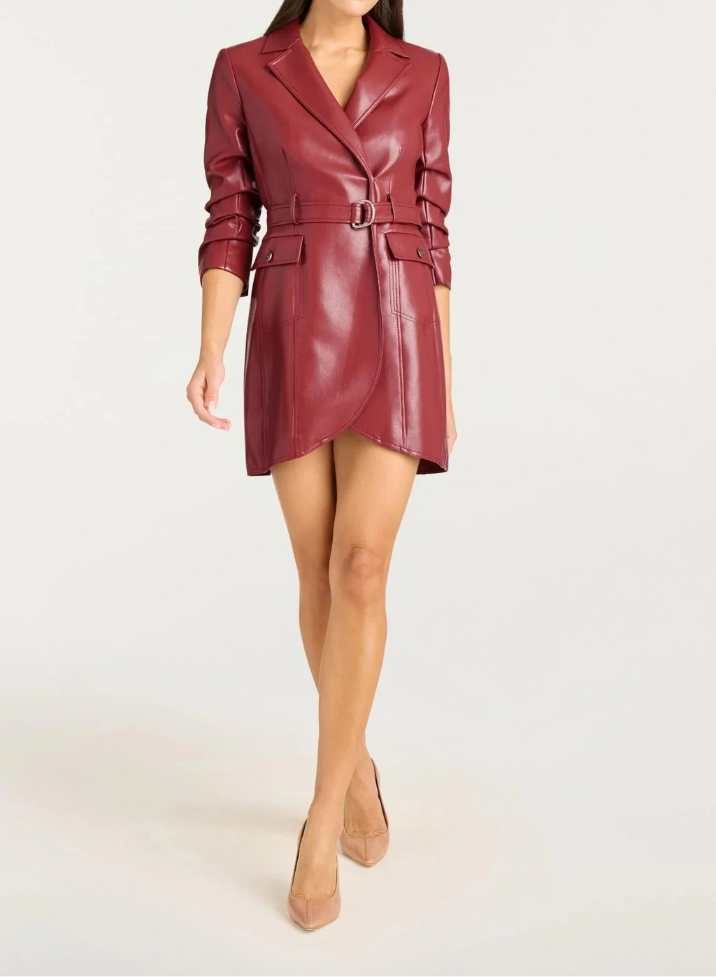 Wineberry Vegan Leather Jenessa Mini Dress