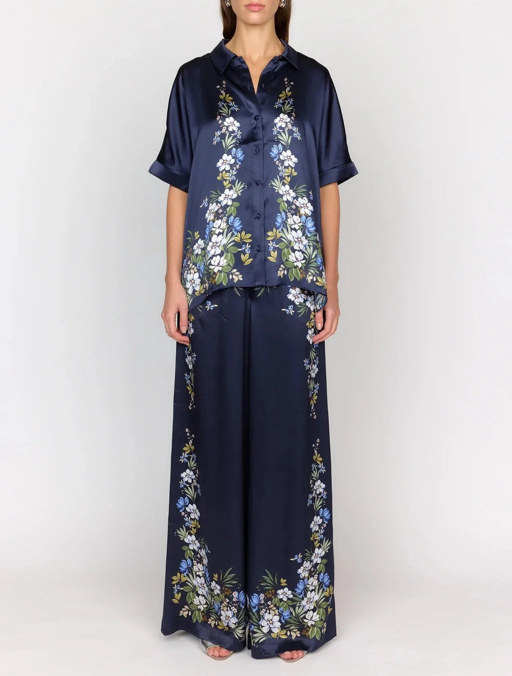 James Top - Navy Trellis