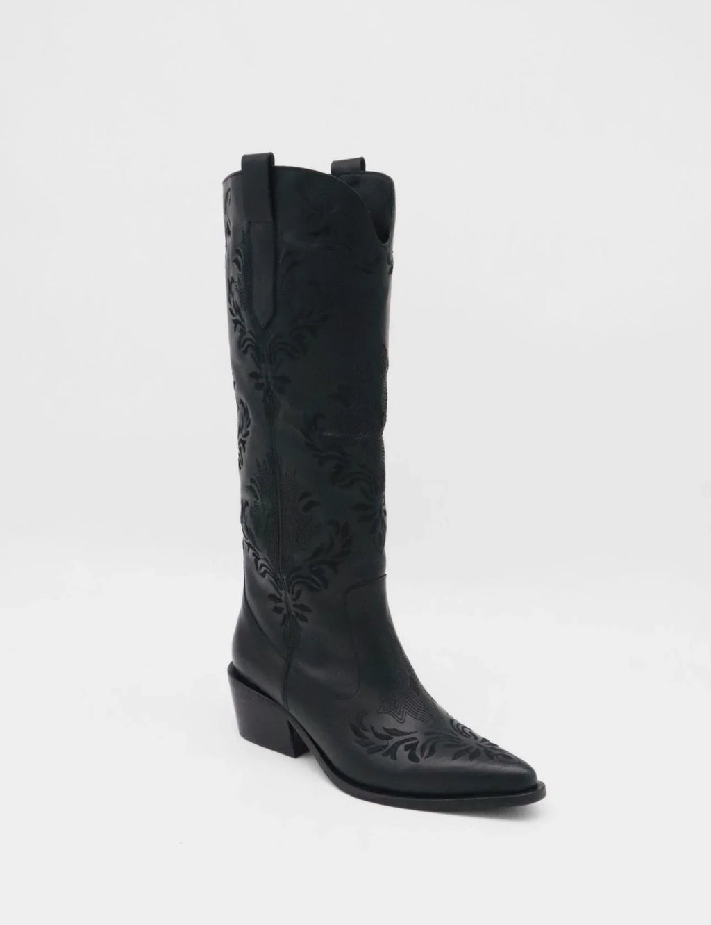 Black Leather Western Jolene Boots