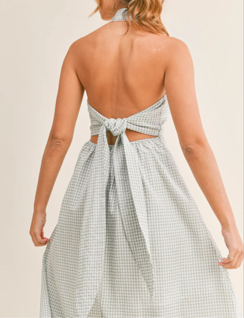Sage Halter Midi Dress
