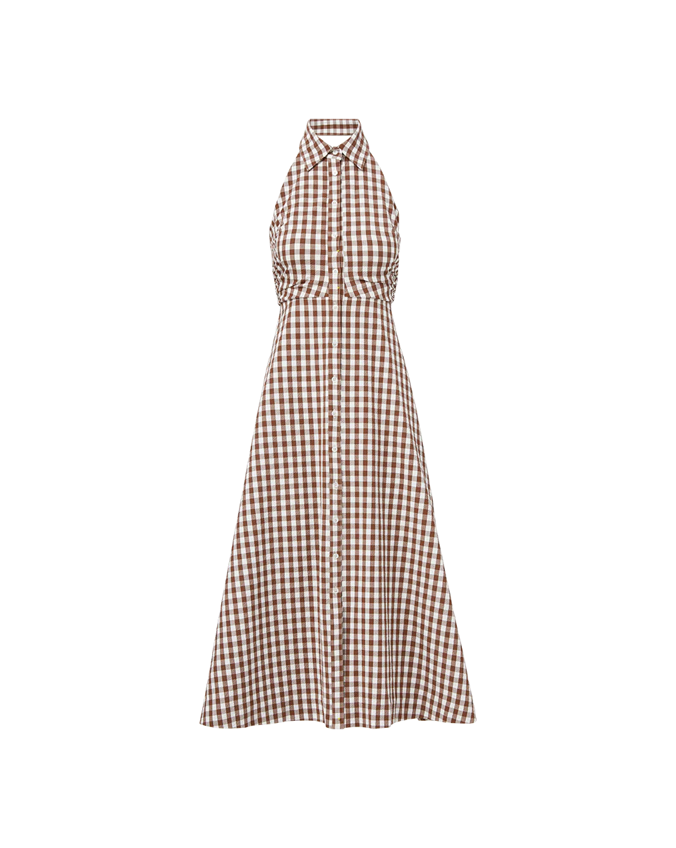 Mackey Gingham Seersucker Halter Dress