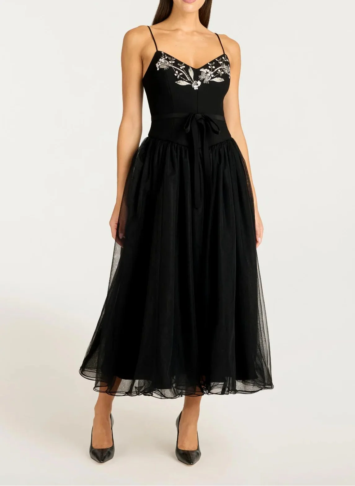 Black Floral Freddi Midi Dress