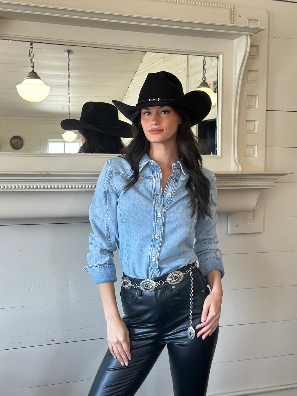 Shimmy Curved Button Down Shirt