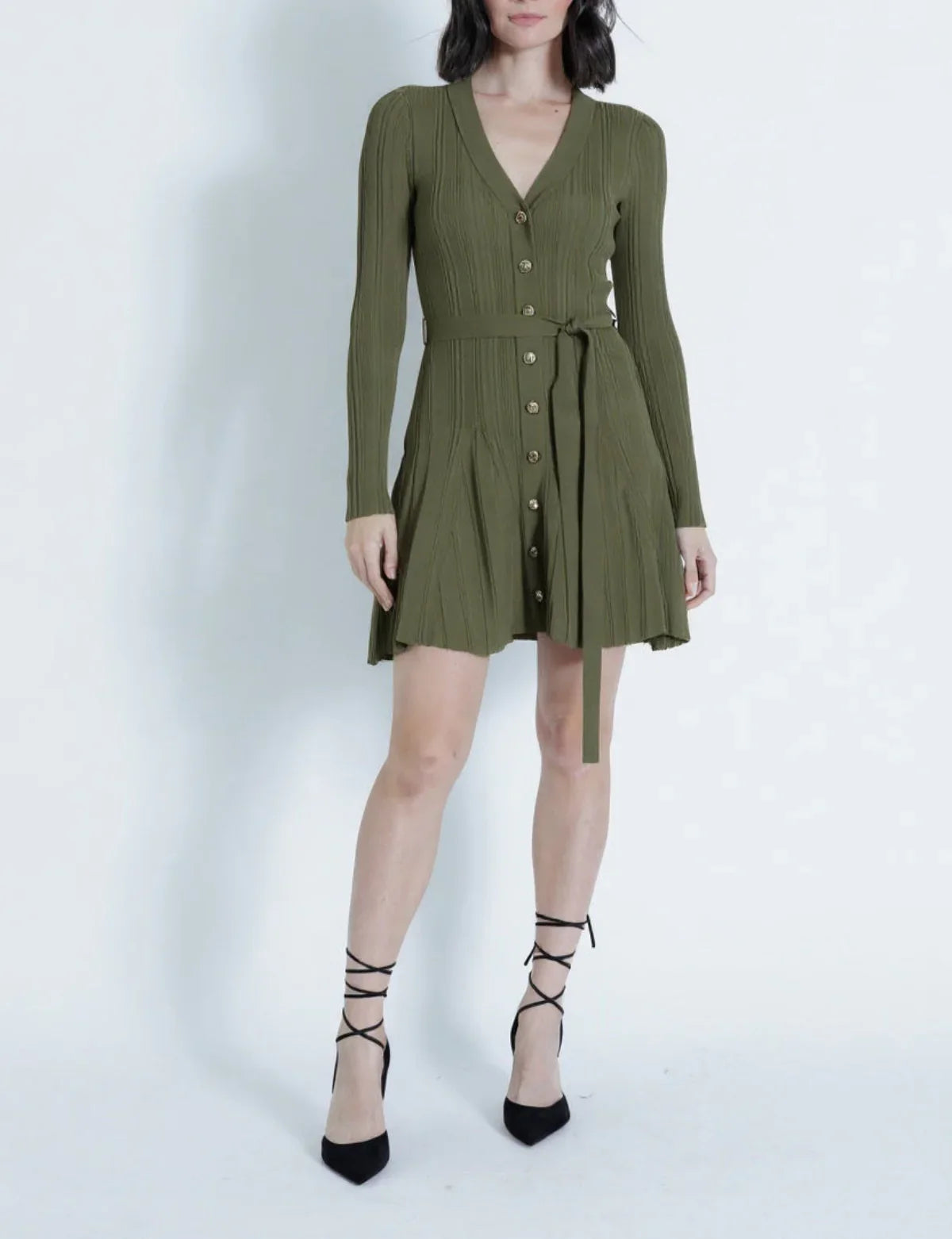 Army Laurel Knit Mini Dress
