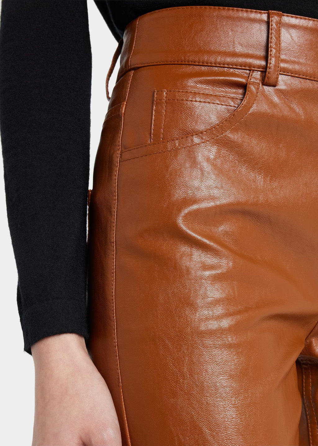 Cognac Vegan Leather  Freddie Pant