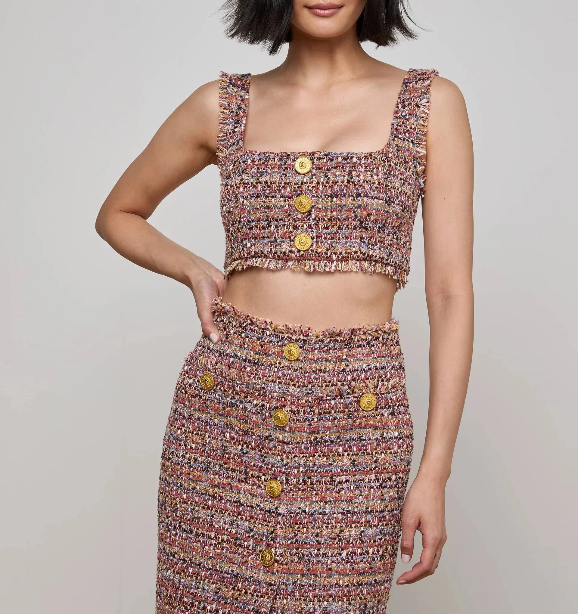 Mauve Tweed Maylin Bralette Top