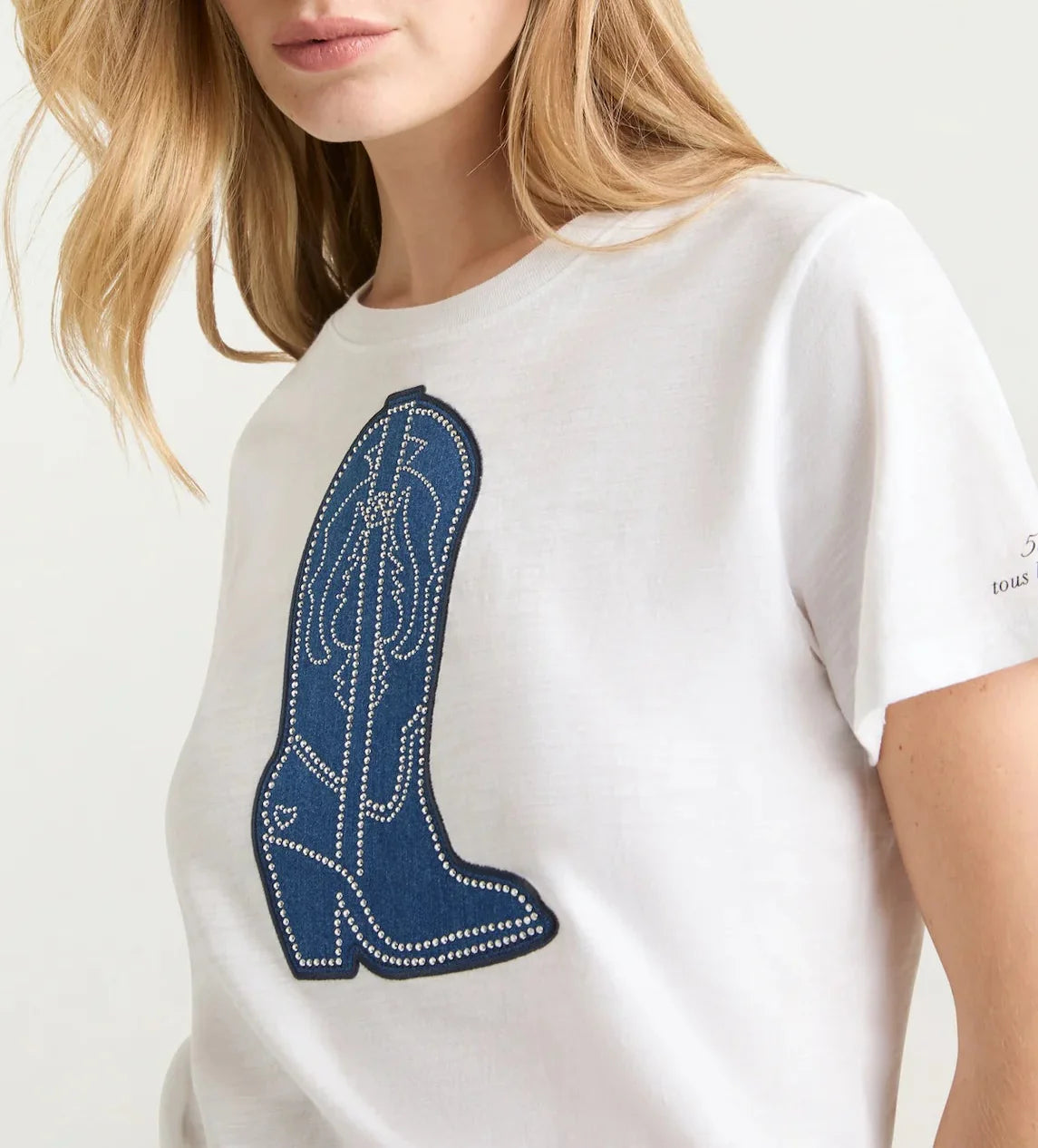 Silver Studs Denim Boot Tee