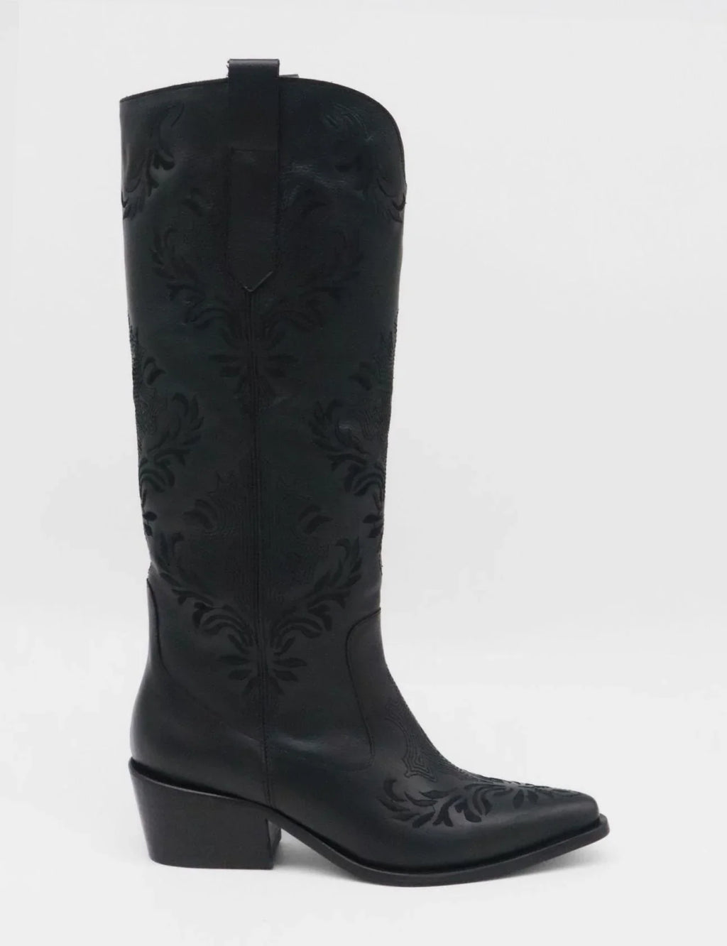 Black Leather Western Jolene Boots