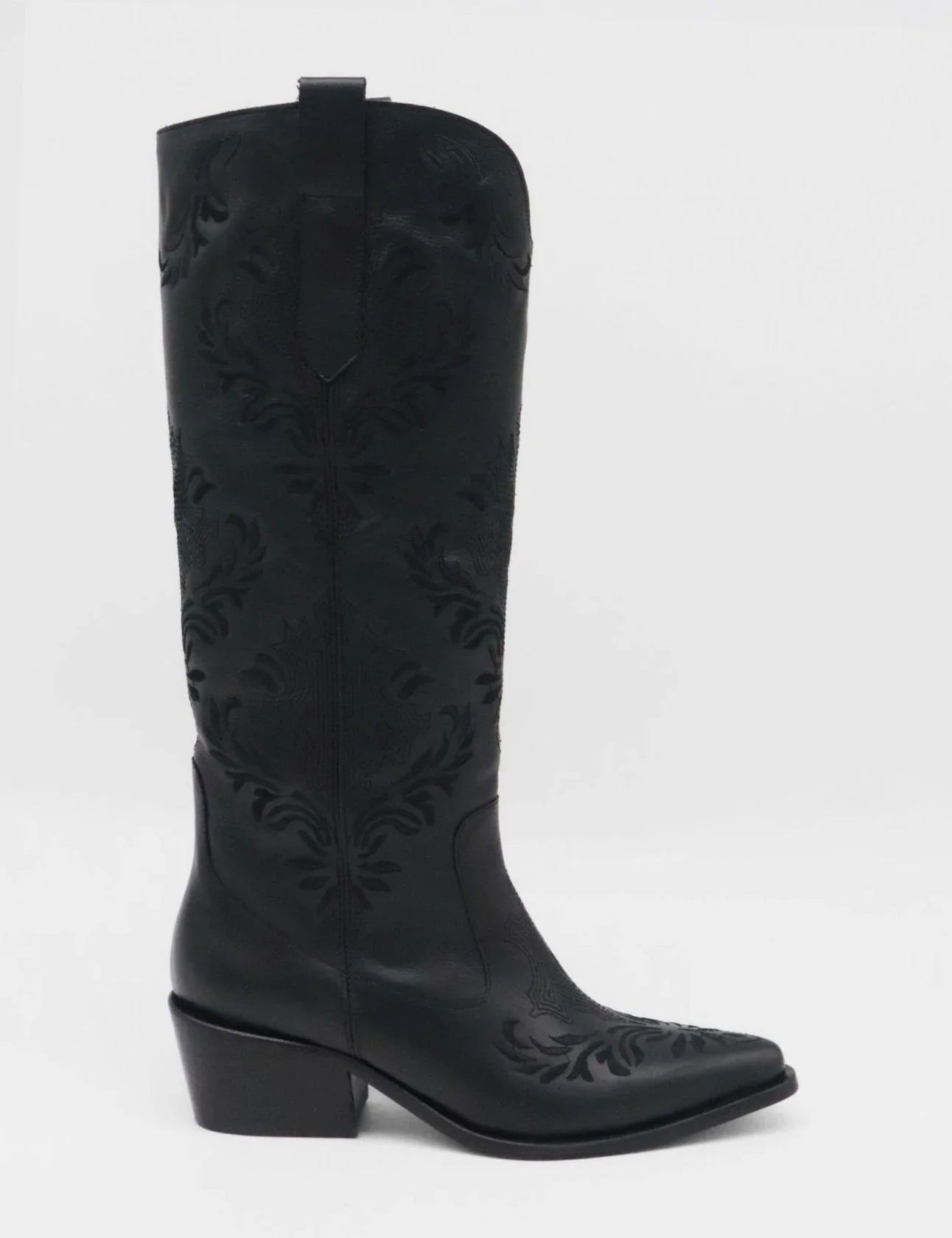 Black Leather Western Jolene Boots
