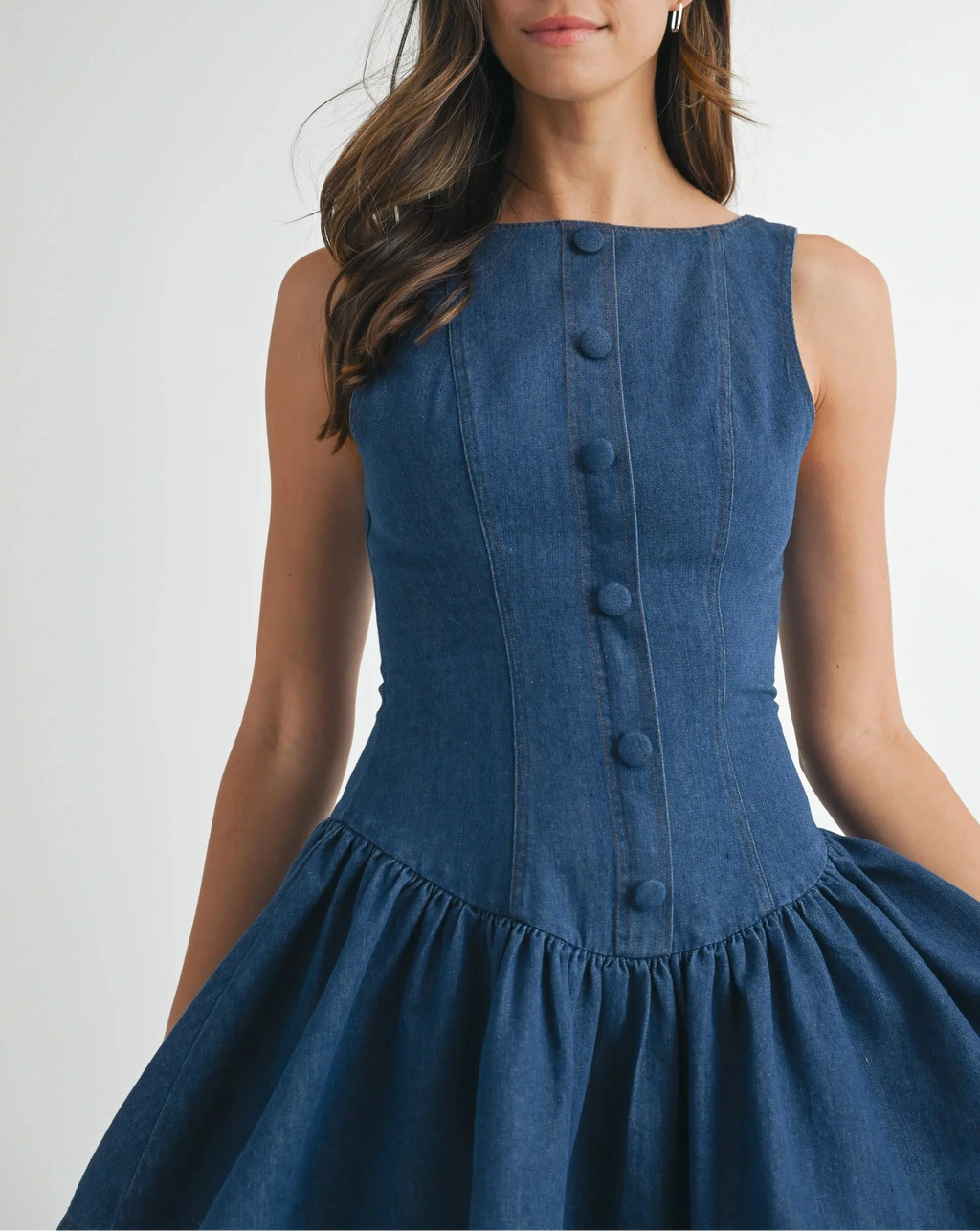 Denim Low Waist Mini Dress