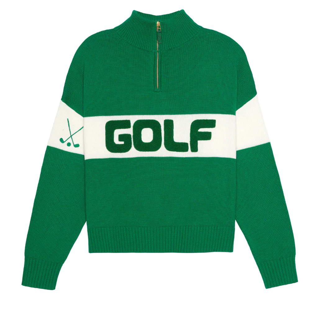 Green Golf Quarter Zip Sweater