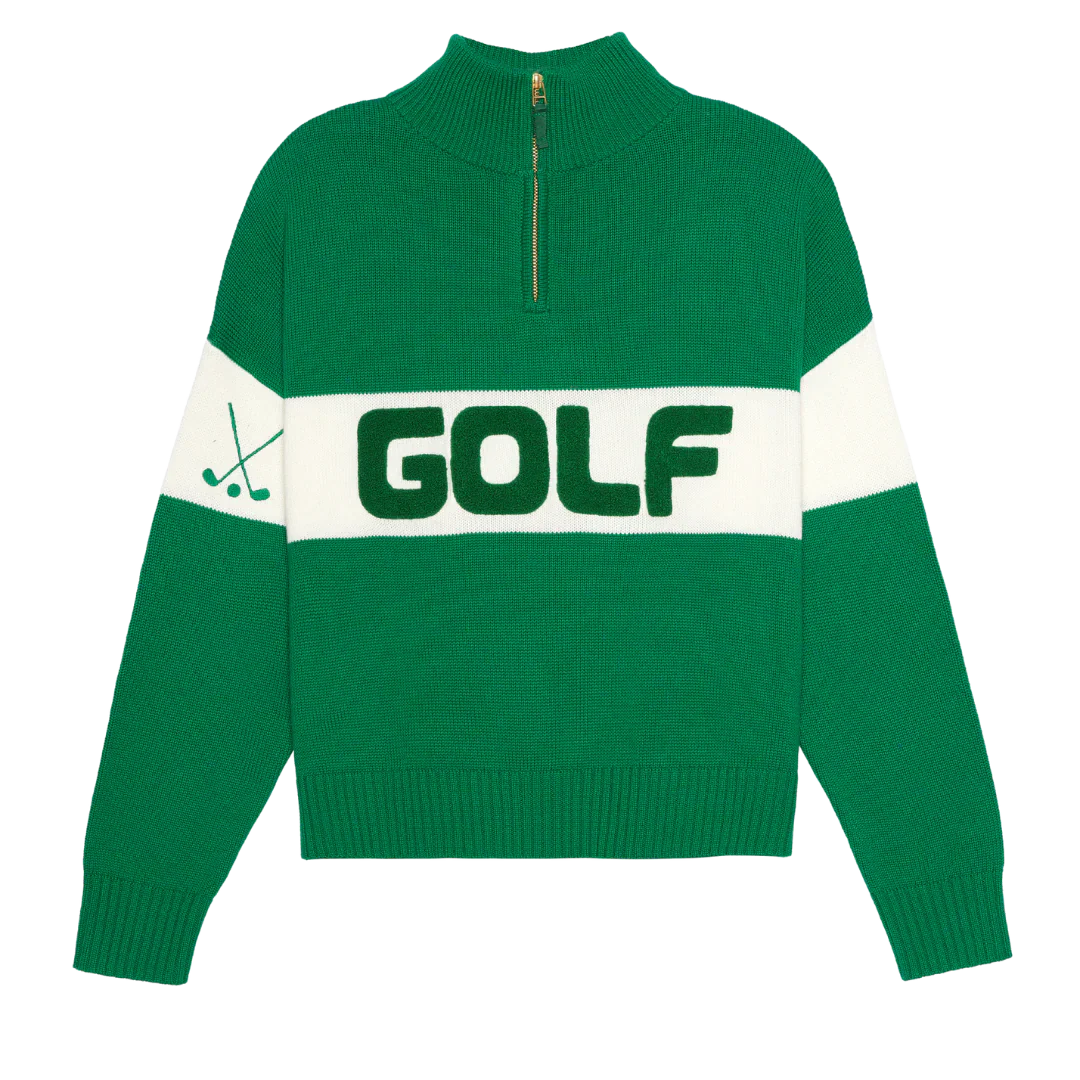 Green Golf Quarter Zip Sweater