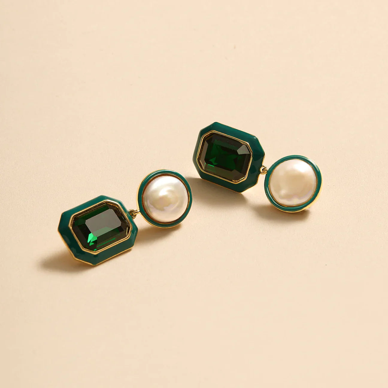 Francesca Double Drop Emerald Earrings