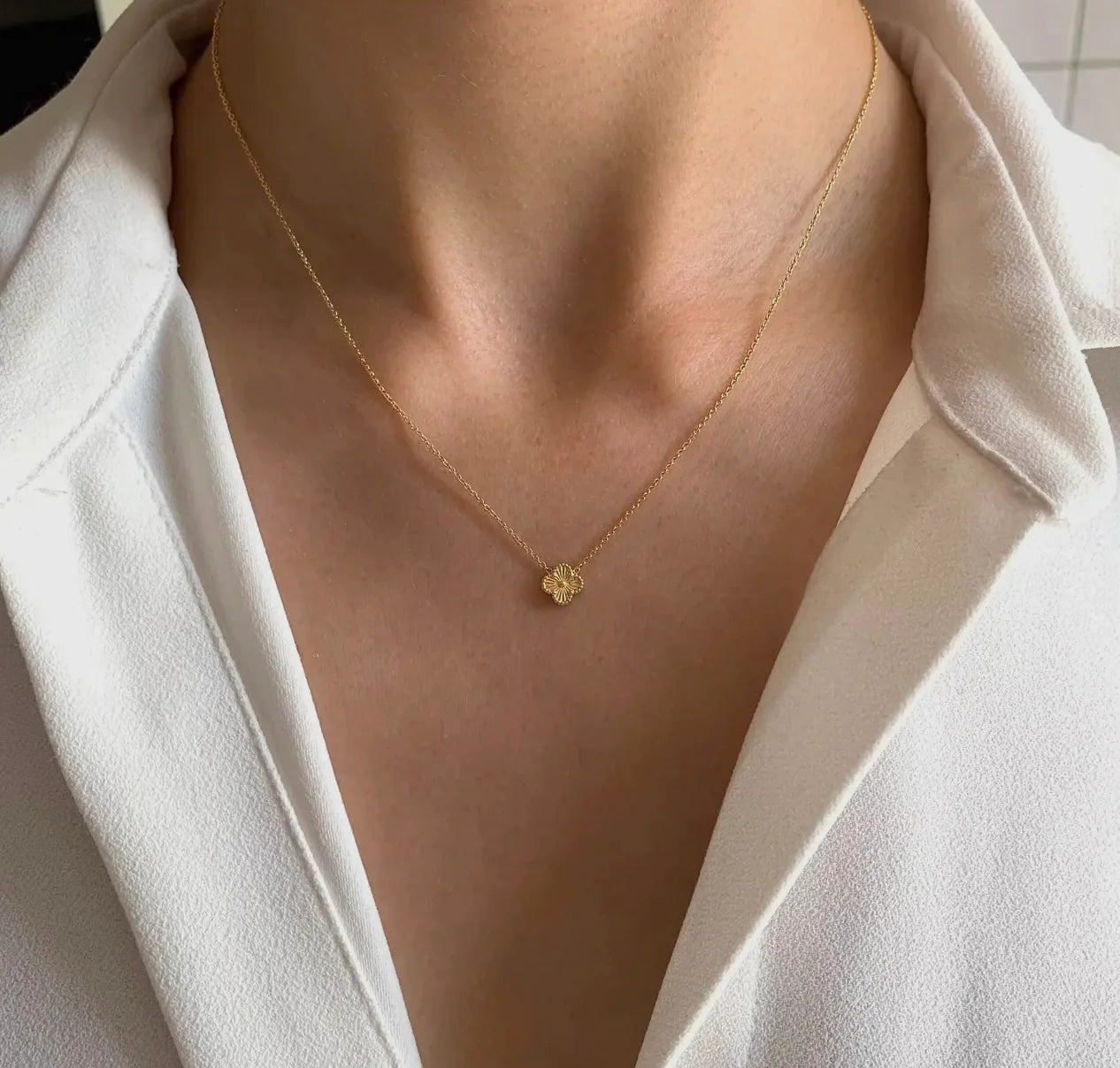 Steel Clover Pendant Necklace