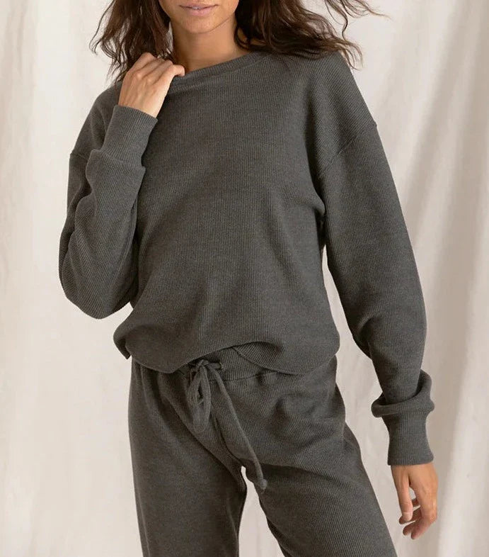Charcoal Cozy Ribbed Pullover