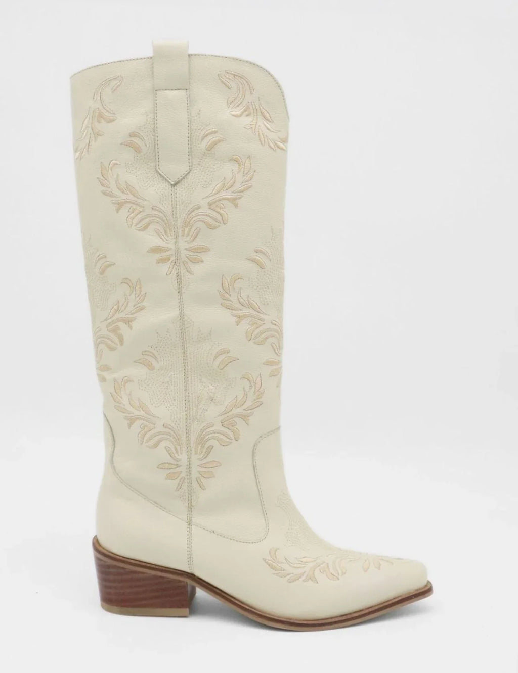 Ivory Leather Western Jolene Boots