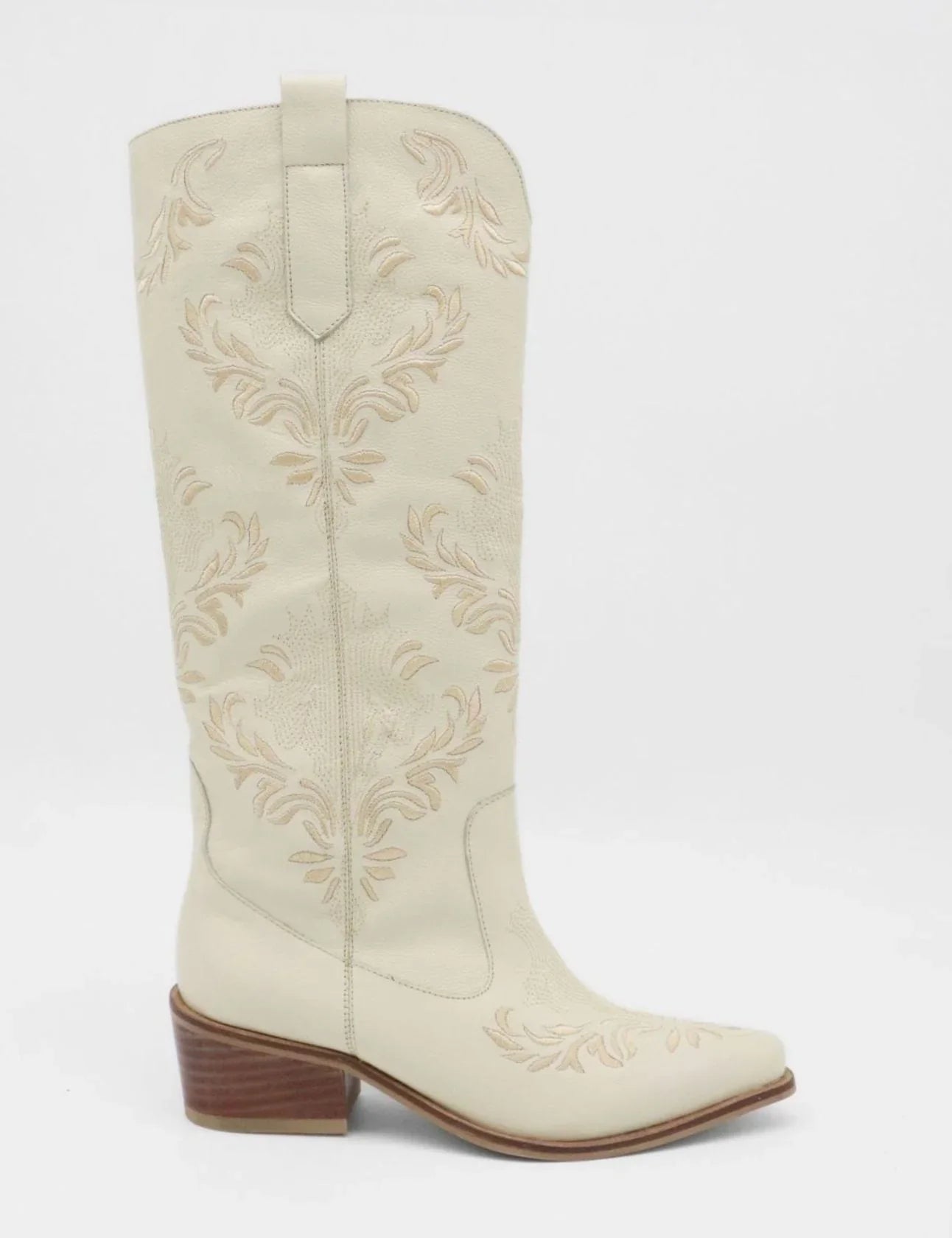 Ivory Leather Western Jolene Boots
