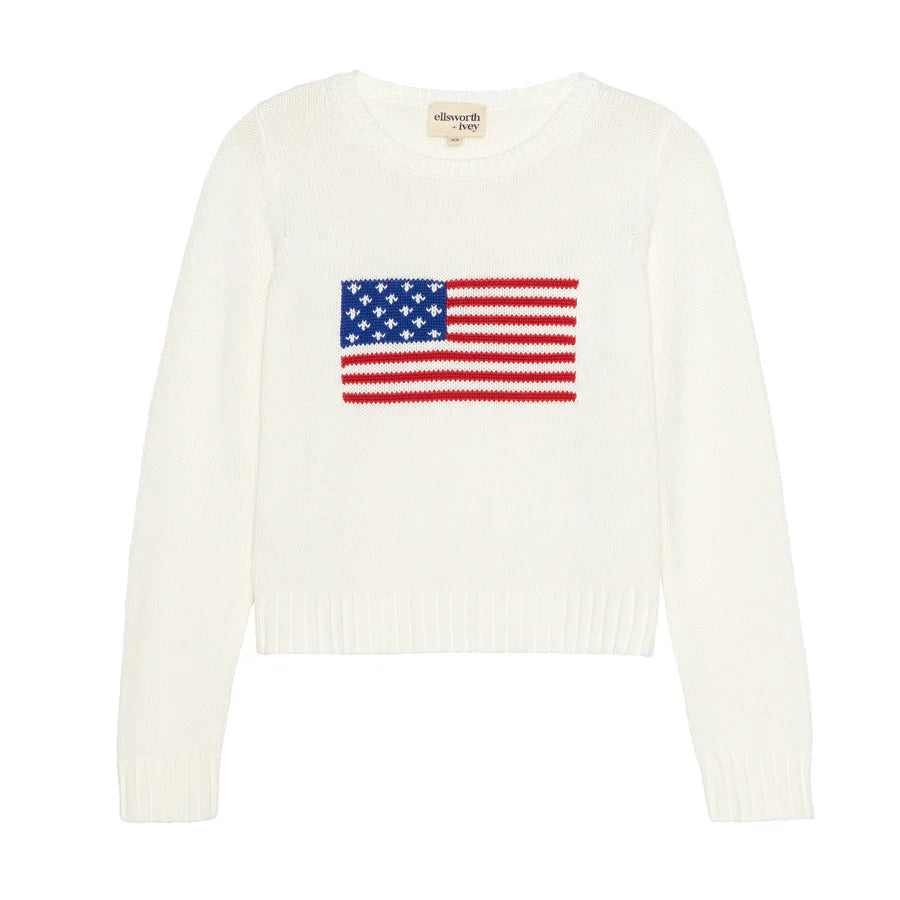American Flag Crewneck Sweater - Ivory