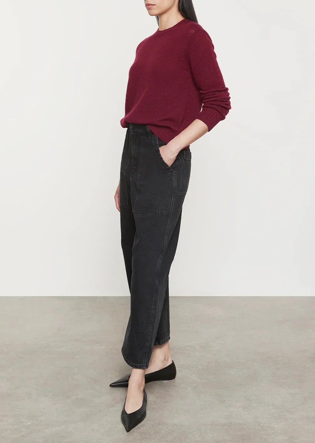 Burgundy Cashmere Easy L/S Crew