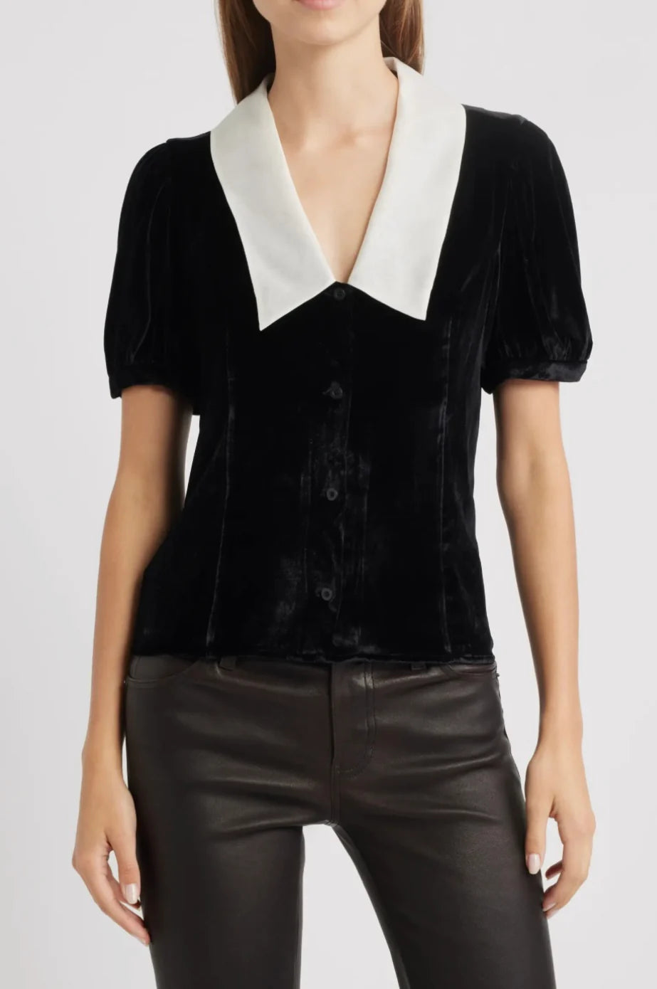 Velvet Sailor Button-Up Top