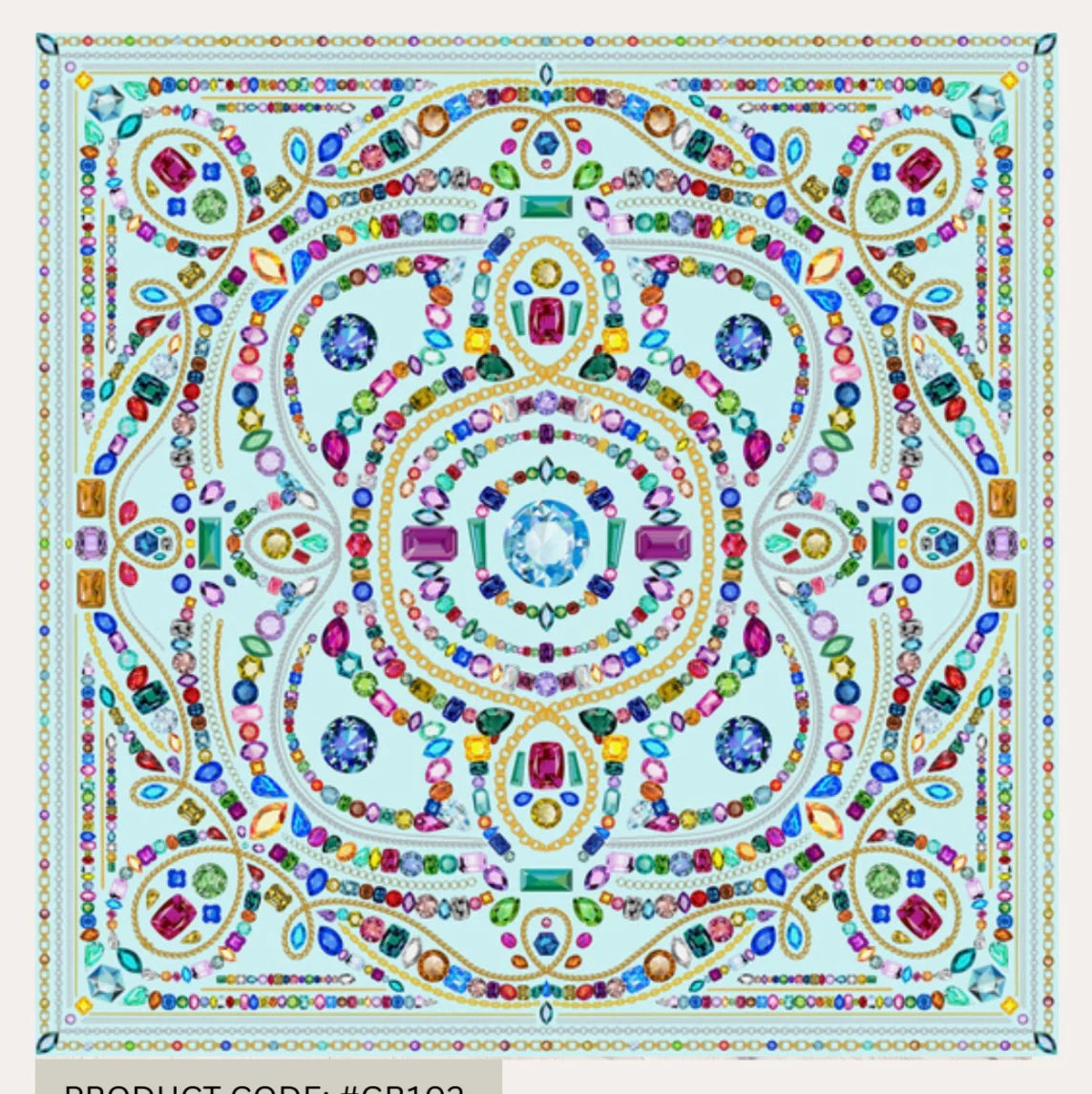 Gemstones on Turquoise Silk Twill Scarf