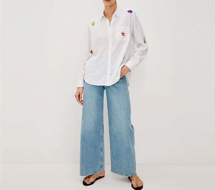 Charlie Island Embroidery Button Down