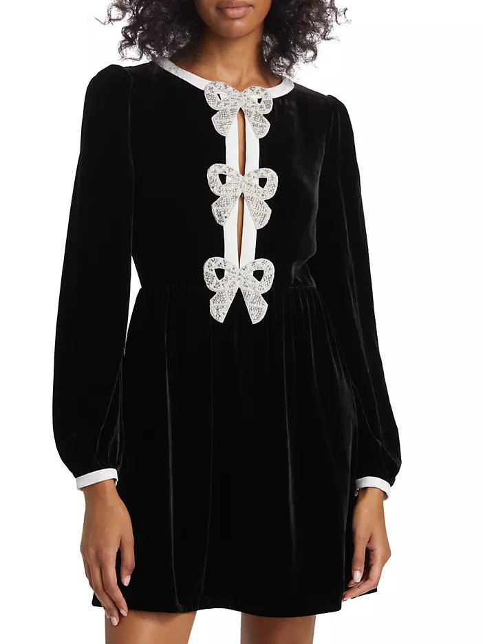 Black Camille Bow Mini Dress