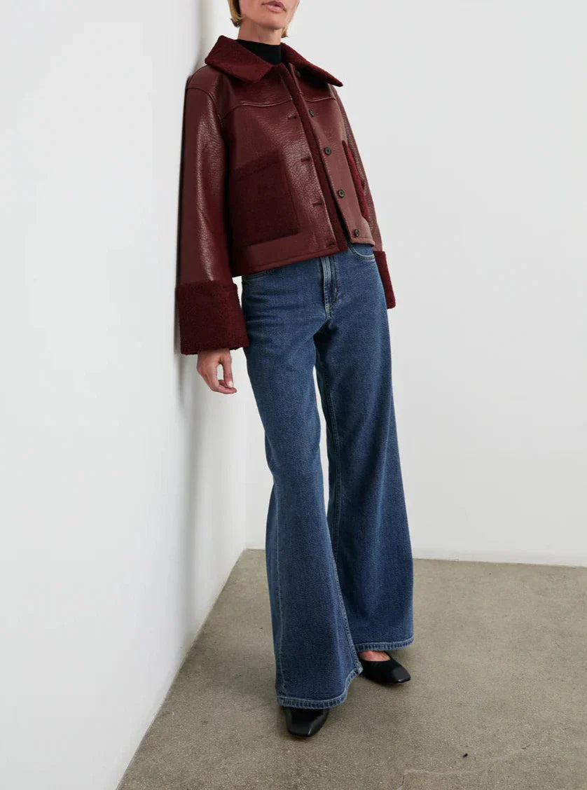 Maroon Shearling Dria Jacket