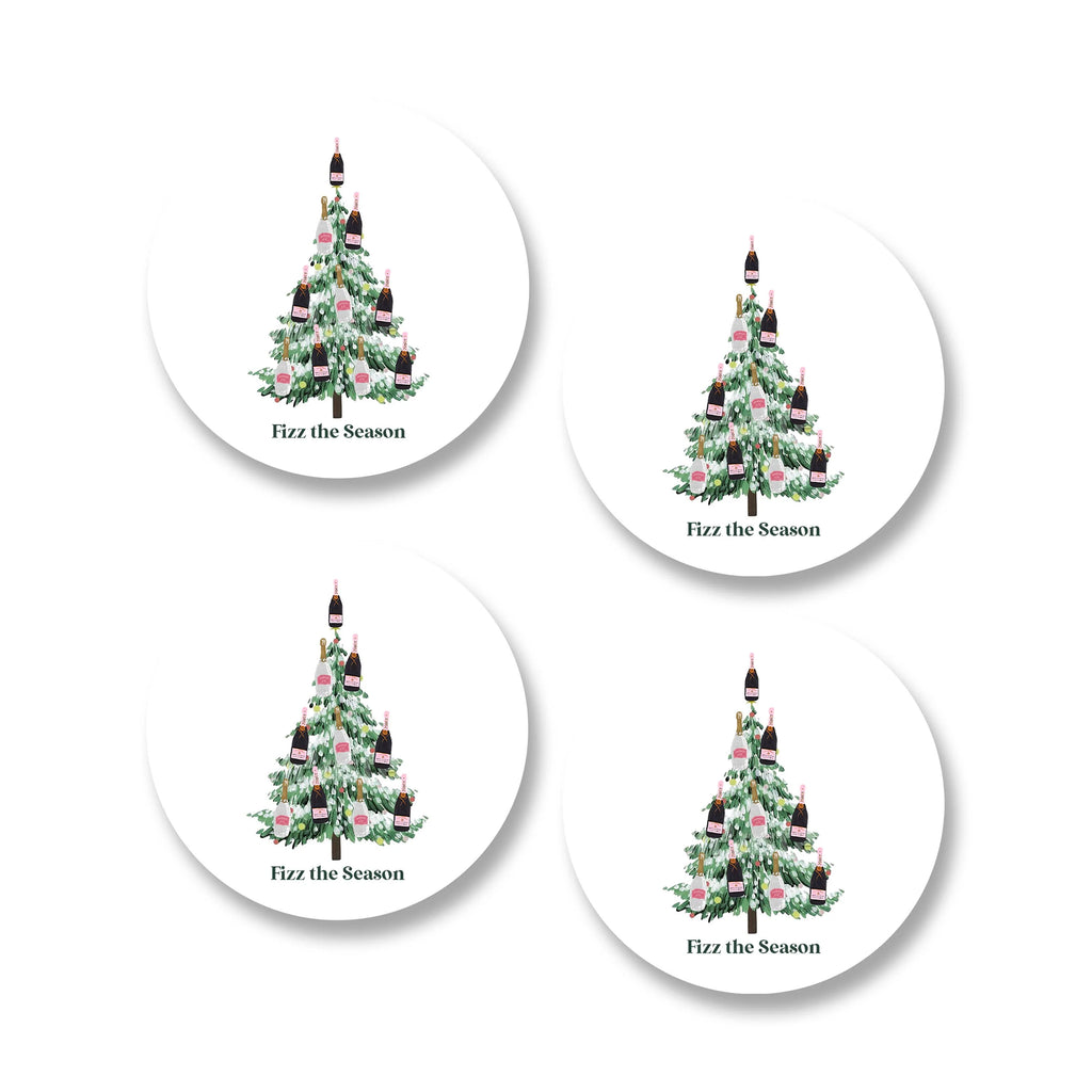 Fizz the Season Ceramic Coasters - Set of 4
