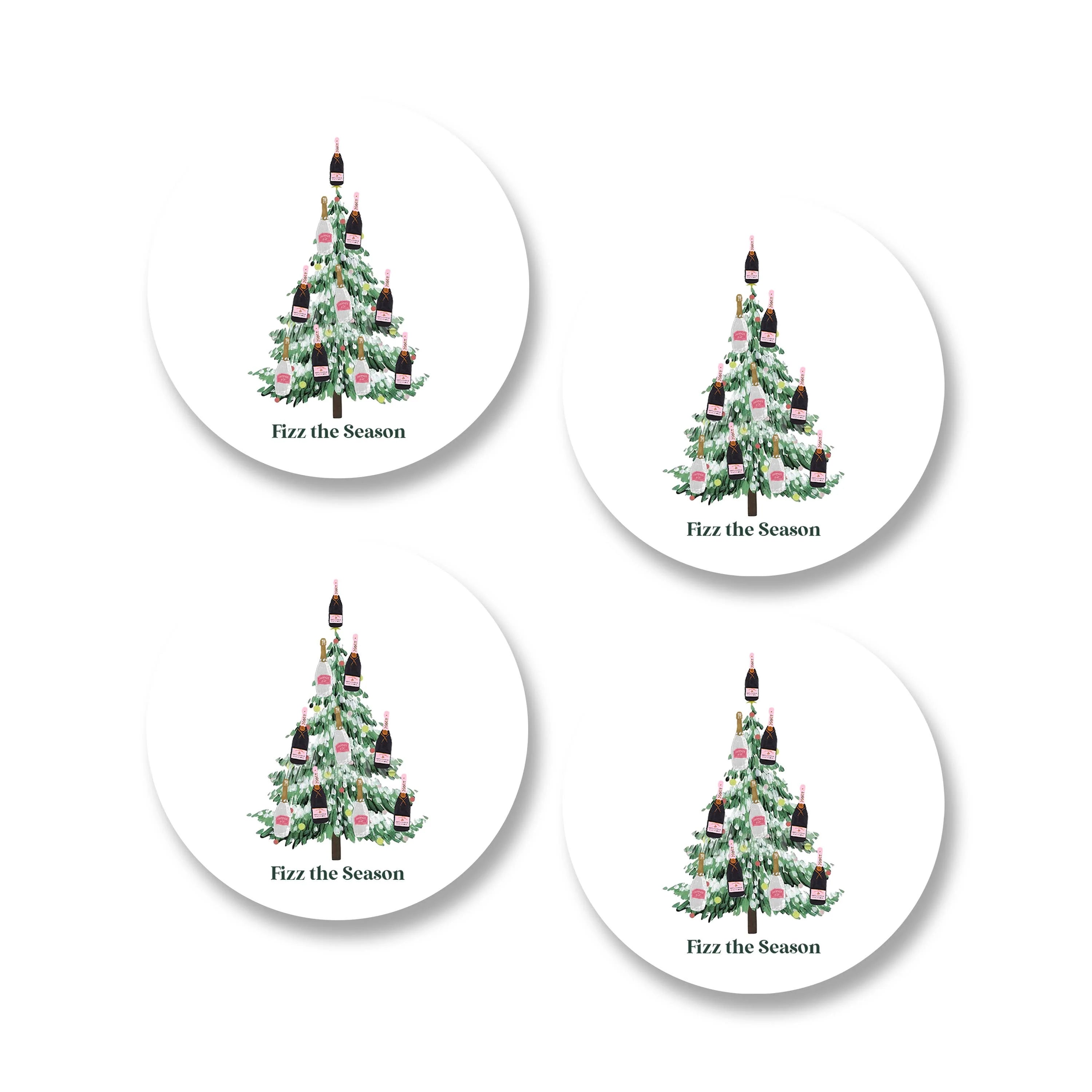 Fizz the Season Ceramic Coasters - Set of 4