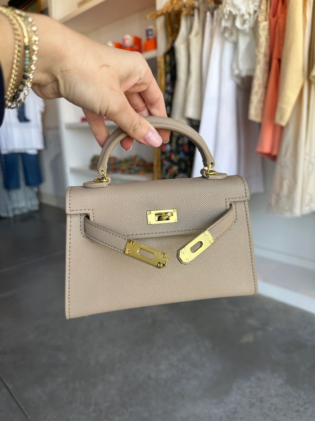 Taupe Hariette Handle Bag