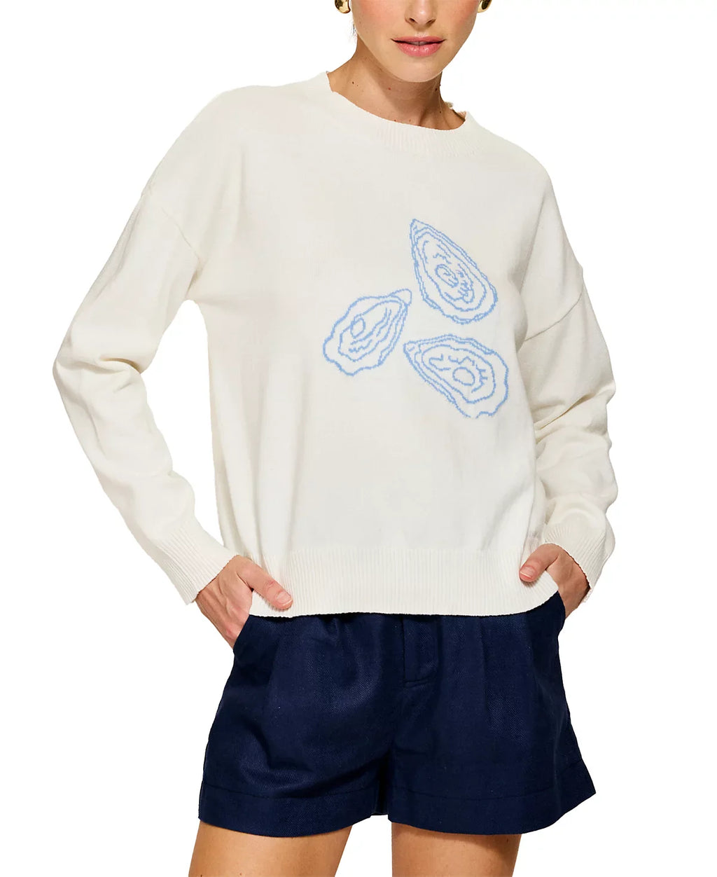 Oyster Motif Crewneck Sweater