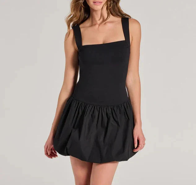Black Bubble Hem Mini Dress