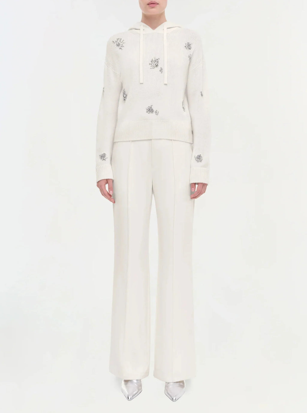 Ivory Karmen Embellished Hooded Top