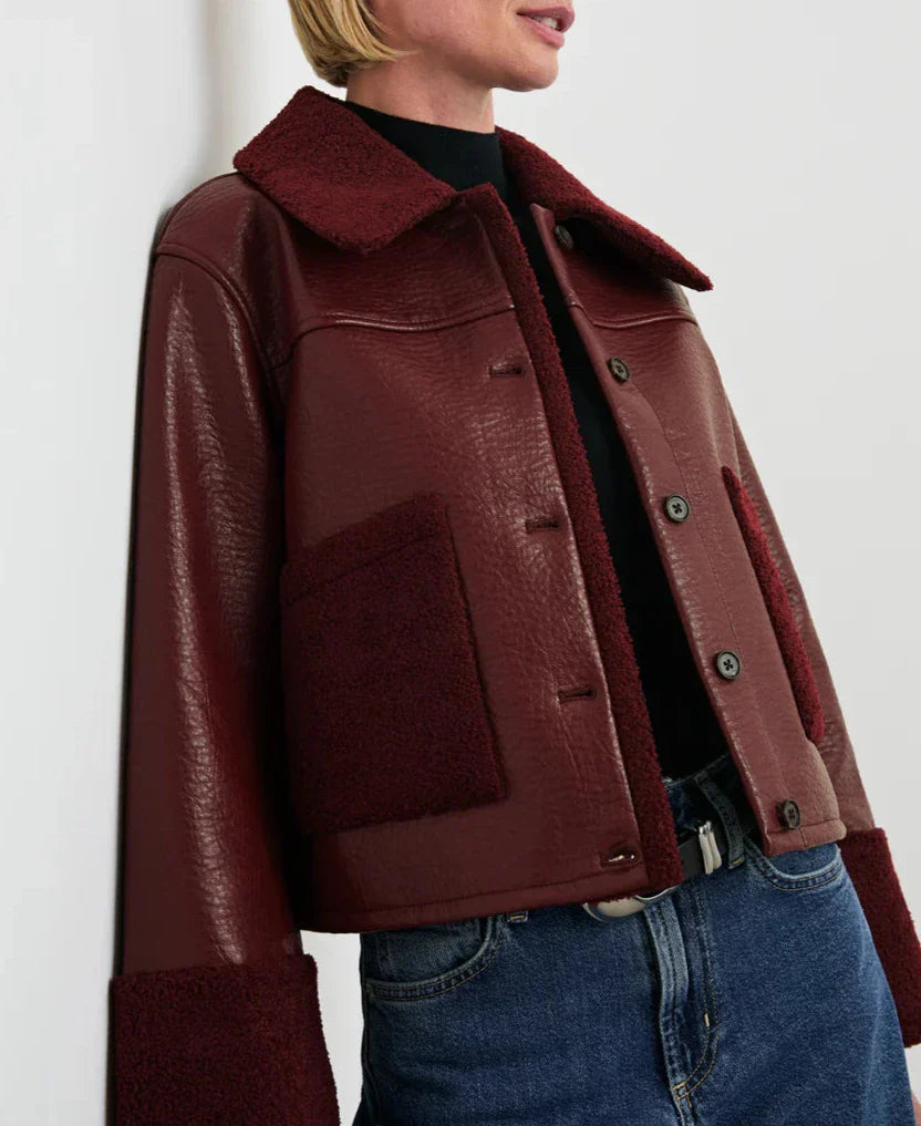 Maroon Shearling Dria Jacket