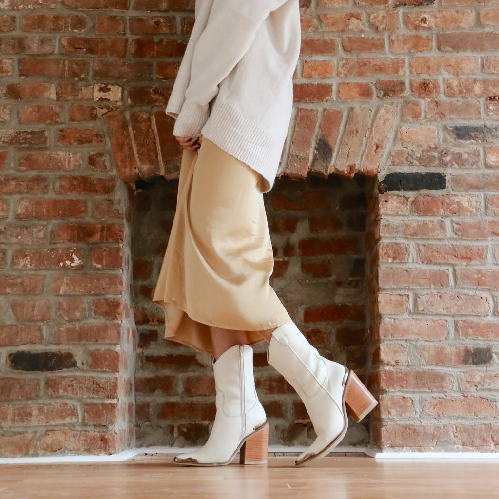 Ivory leather Coachella Cowboy Boots